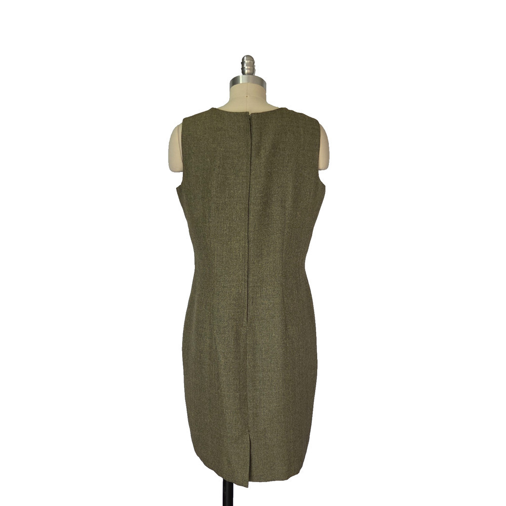 Vintage Y2K Tweed Midi Dress Size 12P Green Floral Career Corporate Sleeveless - Picture 5 of 7
